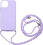 ΘΗΚΗ TPU ΓΙΑ IPHONE 12 PRO MAX (6.7") ΜΕ ΛΟΥΡΑΚΙ CROSSBODY  ΜΩΒ (Με Εσωτερική Επένδυση Βελούδο)