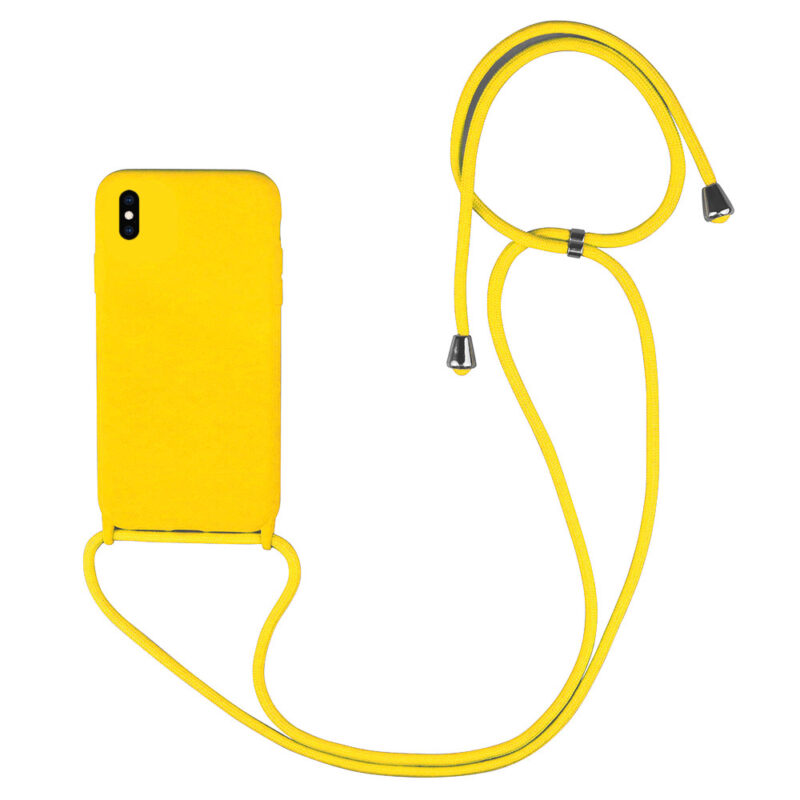 ΘΗΚΗ TPU ΓΙΑ IPHONE XS MAX ΜΕ ΛΟΥΡΑΚΙ CROSSBODY  ΚΙΤΡΙΝΟ (Με Εσωτερική Επένδυση Βελούδο)