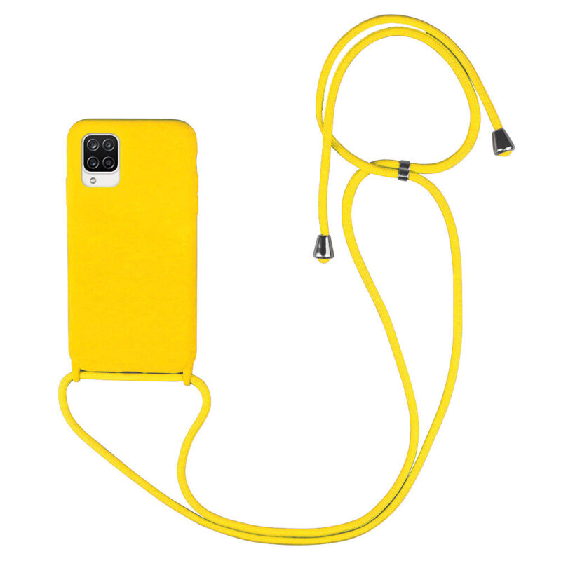 ΘΗΚΗ TPU ΓΙΑ SAMSUNG A12 ΜΕ ΛΟΥΡΑΚΙ CROSSBODY  ΚΙΤΡΙΝΟ (Με Εσωτερική Επένδυση Βελούδο)