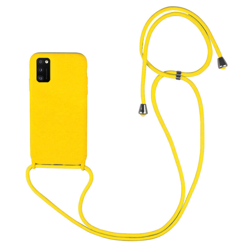 ΘΗΚΗ TPU ΓΙΑ SAMSUNG A21s ΜΕ ΛΟΥΡΑΚΙ CROSSBODY  ΚΙΤΡΙΝΟ (Με Εσωτερική Επένδυση Βελούδο)