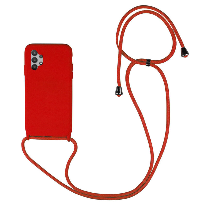 ΘΗΚΗ TPU ΓΙΑ SAMSUNG A32 4G ΜΕ ΛΟΥΡΑΚΙ CROSSBODY KOKKINO (Με Εσωτερική Επένδυση Βελούδο)