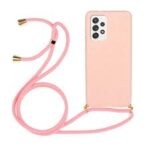 ΘΗΚΗ TPU ΓΙΑ SAMSUNG A32 4G ΜΕ ΛΟΥΡΑΚΙ CROSSBODY  ΡΟΖ(Με Εσωτερική Επένδυση Βελούδο)